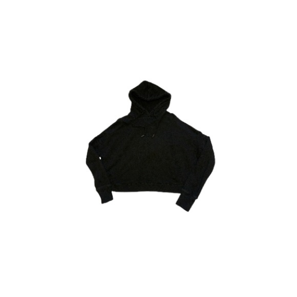 Rag & Bone Black Cropped Hooded Sweatshirt - Women’s Size Medium - Picture 1 of 8